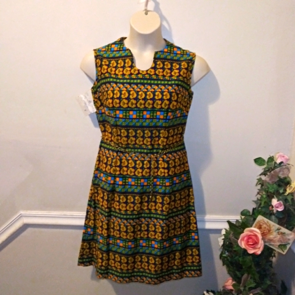 Vintage Multicolor Patterned Dress